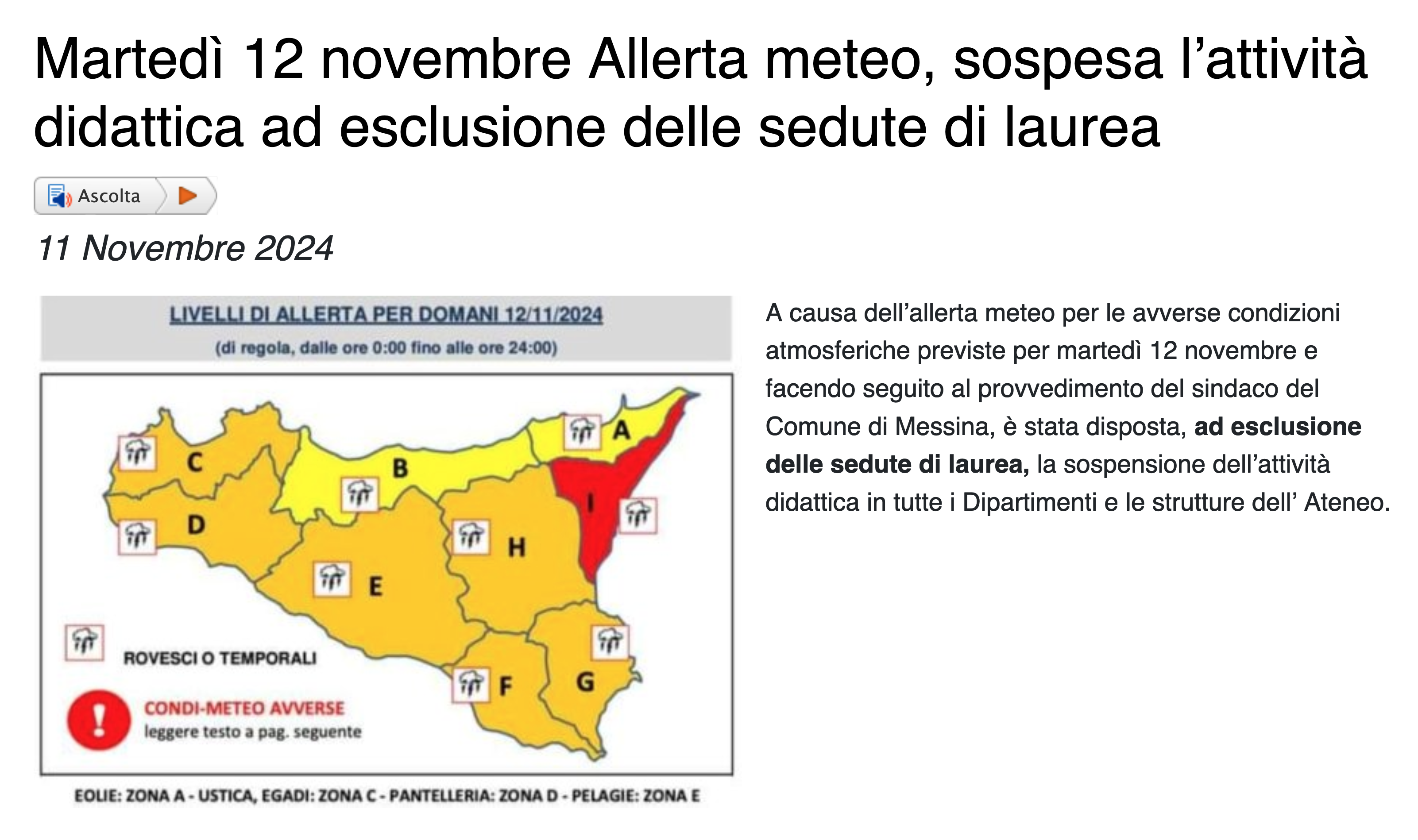 zone di allerta in Sicilia